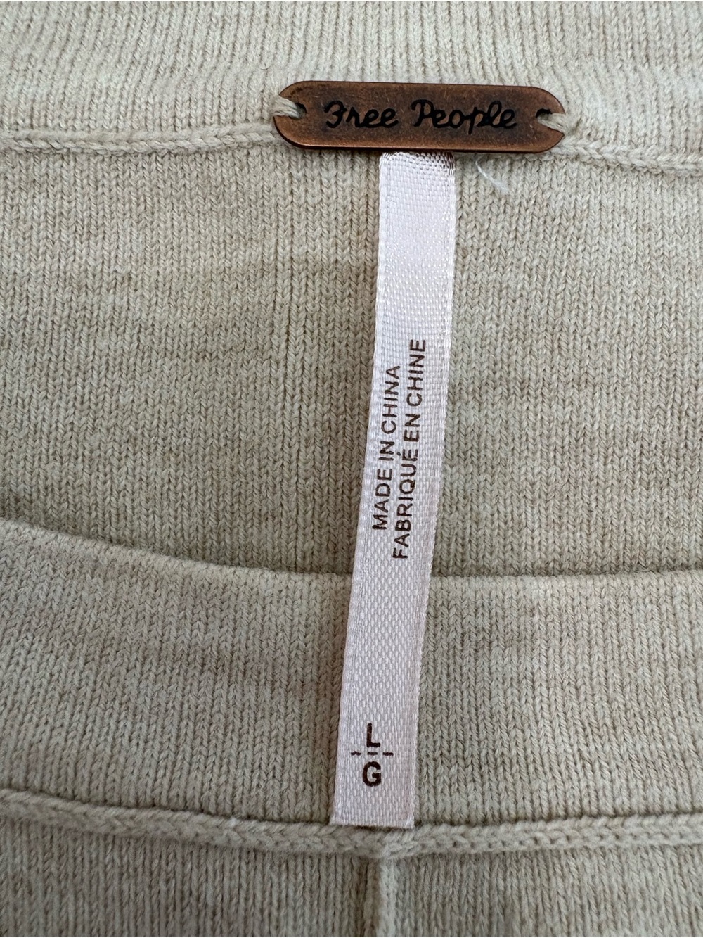We The Free Free People Cozy Camden Sweatshirt L Beige Cream Oversized Pullover - Picture 7 of 10